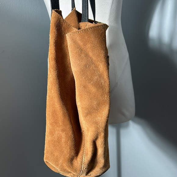 Mark & Graham Leather Suede JPL Khaki Camel Shoulder Bag with Leather Handle - Picture 15 of 16